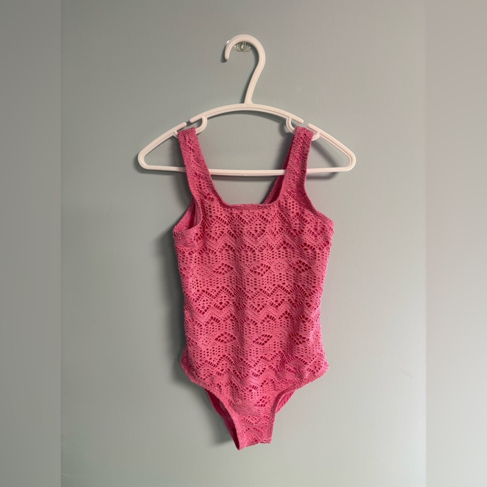 Monkey Bars Pink One Piece Swim Suit, Girl Size 6X, Girl Bathing Suit